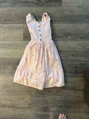 Cat & Jack Pink Tiered Button-Front Sundress with Subtle Floral Print